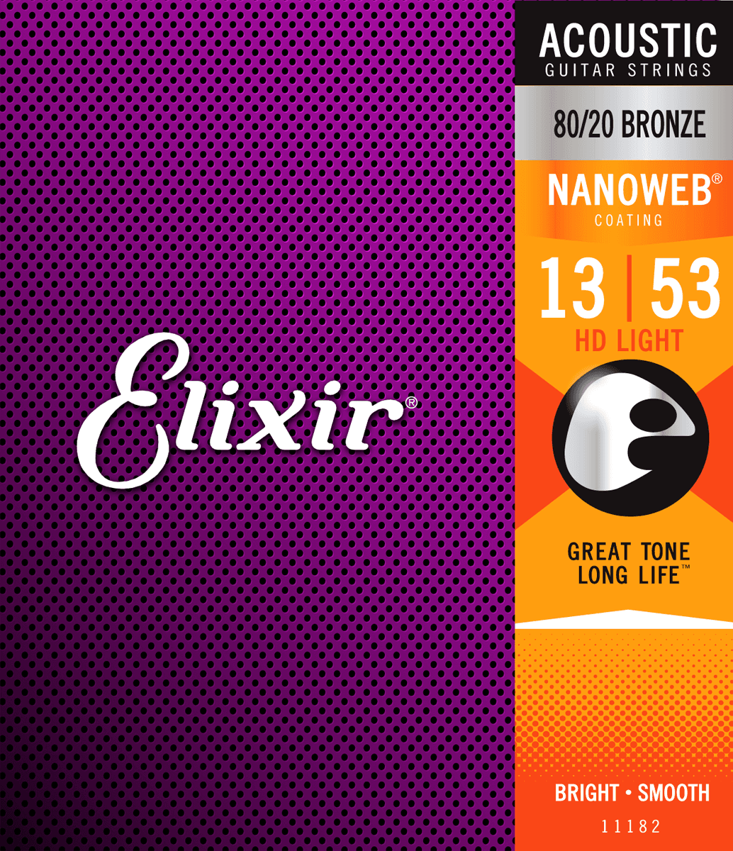 Elixir Nanoweb Bronze 80/20 gitarrsträngar (HD Light, 13-53)