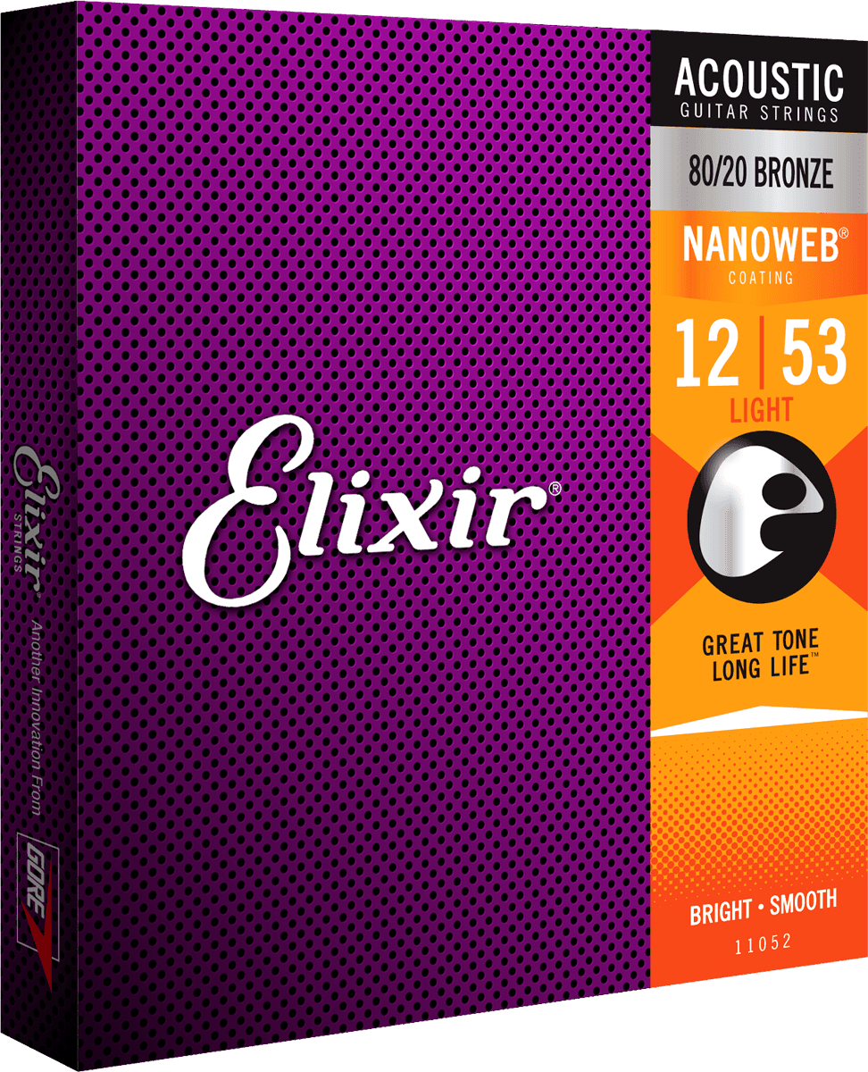 Elixir Nanoweb Bronze 80/20 gitarrsträngar (Lätt, 12-53)