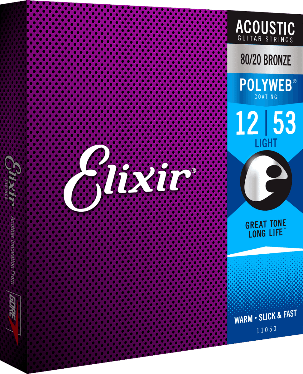 Elixir Polyweb Bronze 80/20 gitarrsträngar (Lätt, 12-53)