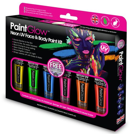 Neon UV ansikts- och kroppsmålningsset
