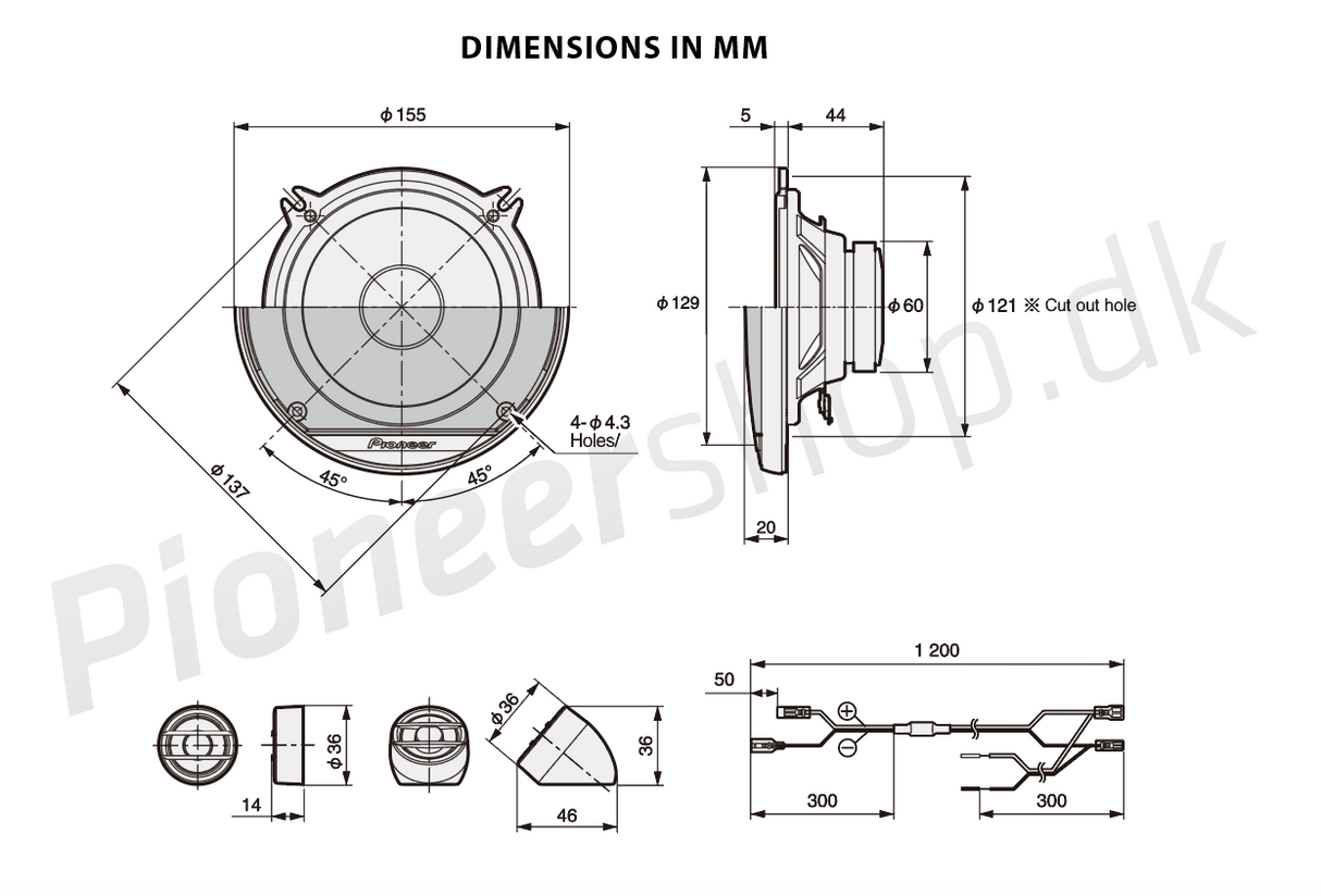 Pioneer TS-G130C bilhögtalarsystem (13 cm, 5,25")