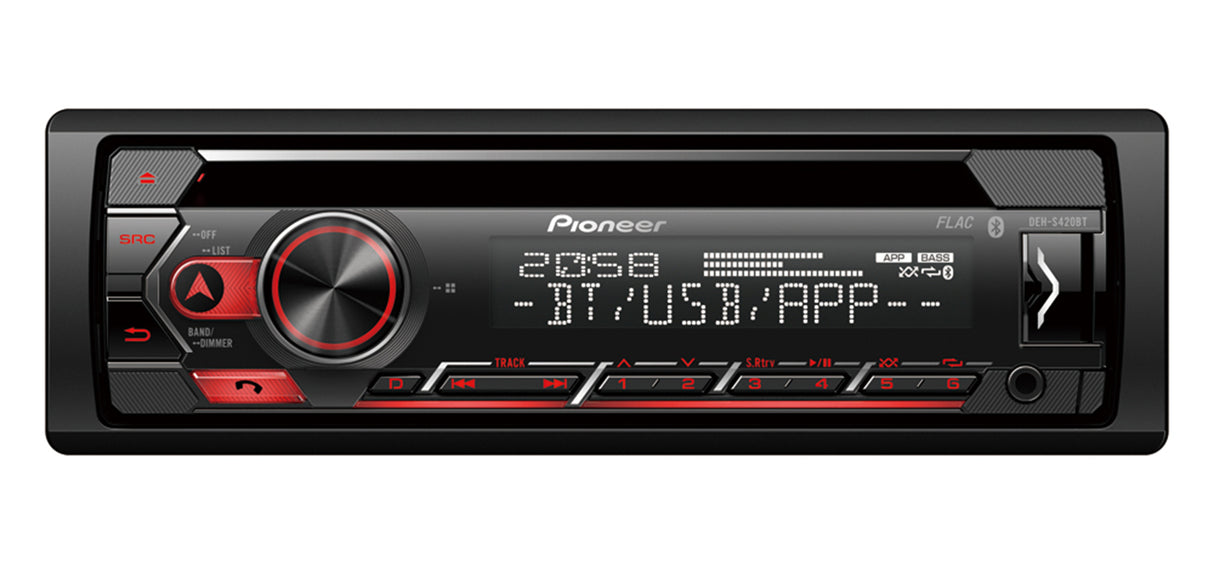 Pioneer DEH-S420BT 1-DIN bilstereo med CD, Bluetooth och USB