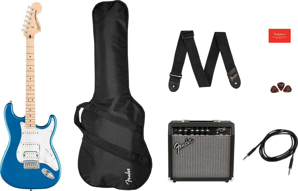 Fender Stratocaster El-gitarr Startpaket (Lake Placid Blue)