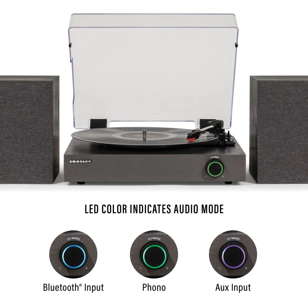 Crosley Zane skivspelare med högtalare, svart