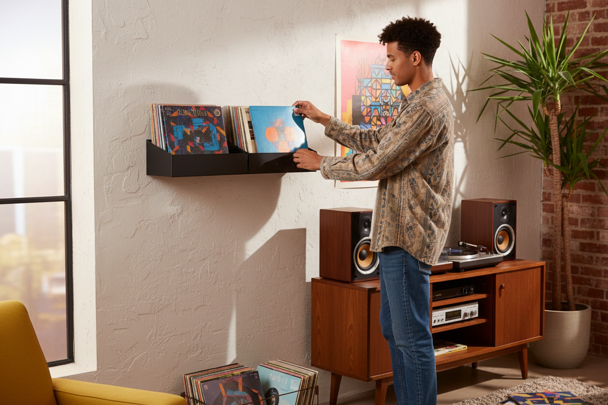 Studio 57 Vinyl Vägghylla Stor (svart)