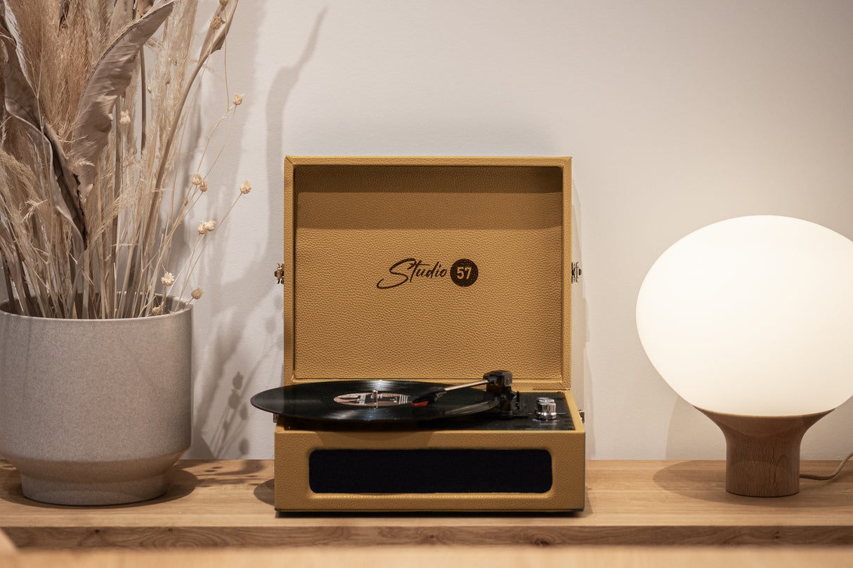 Studio 57 Groovy skivspelare med LP-ställ (Earth)