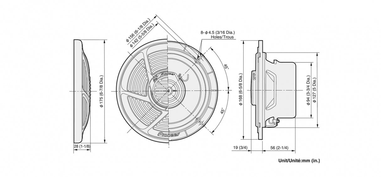 Pioneer TS-MR1640 marina högtalare