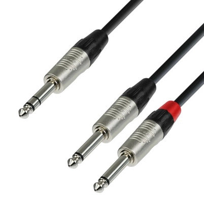 Y-delad kabel Stereo till 2x Mono Jack (3m)