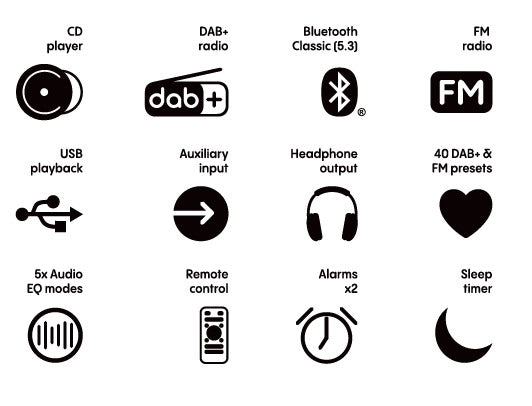 Pure Classic Stereo Mini Hi-Fi-system – DAB+, CD, Bluetooth, 40W, ek