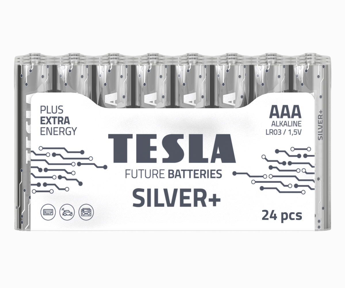 Tesla Silver+ AAA Alkaliska Batterier (24 st)